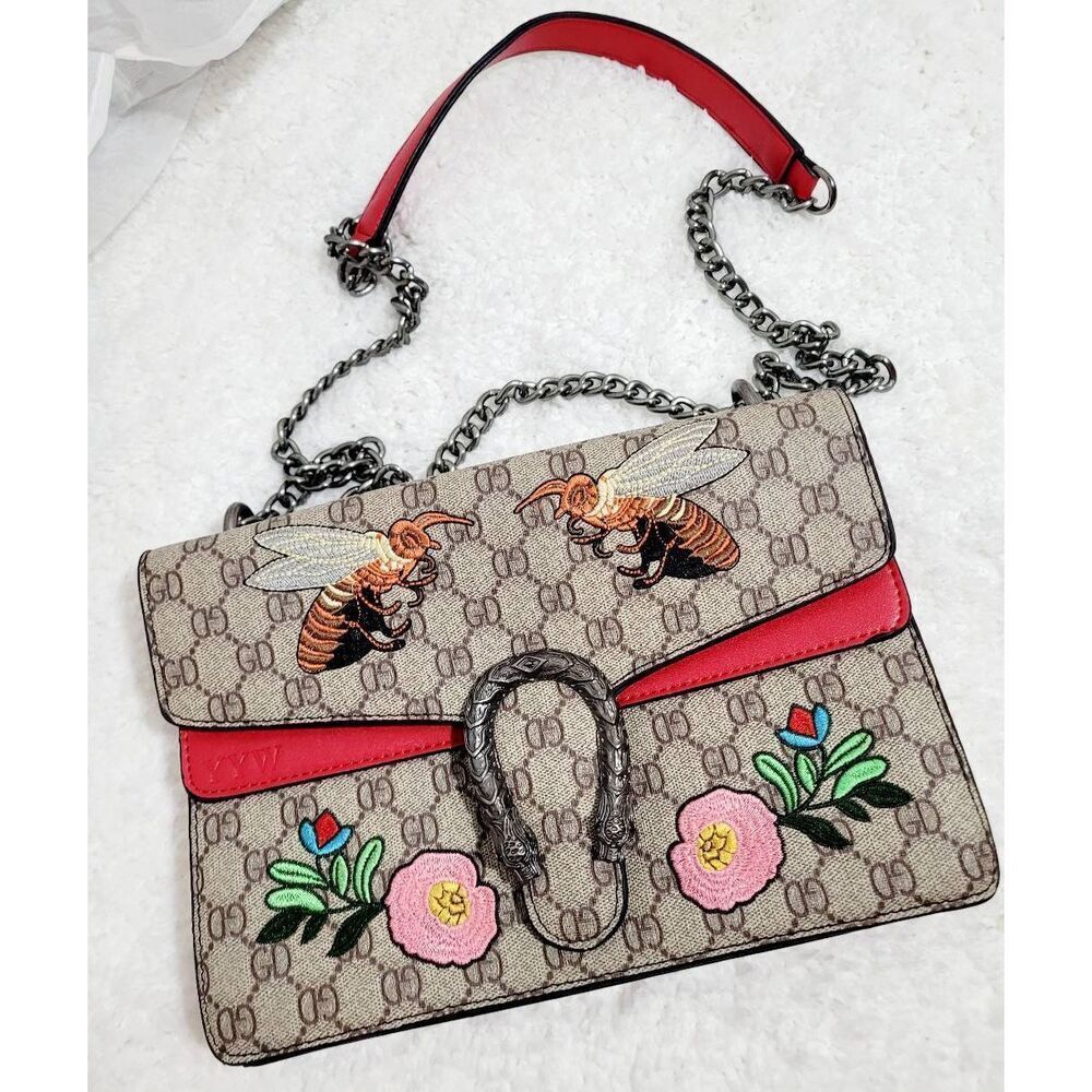 GD Bee and Flower Embriodered Design Shoulder Bag Avant-garde Dionysian Inspired
